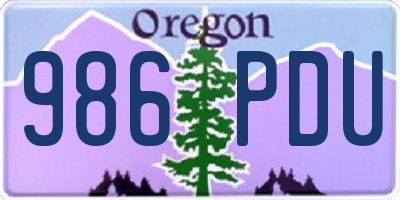 OR license plate 986PDU