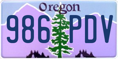 OR license plate 986PDV