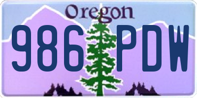 OR license plate 986PDW