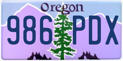 OR license plate 986PDX