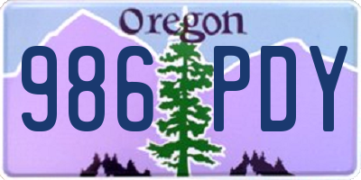 OR license plate 986PDY