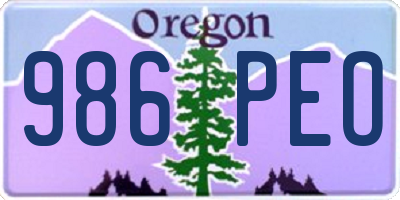 OR license plate 986PEO