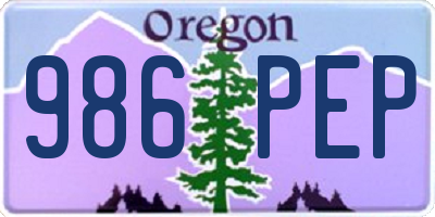 OR license plate 986PEP