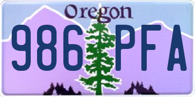 OR license plate 986PFA