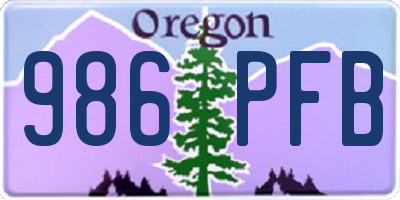 OR license plate 986PFB