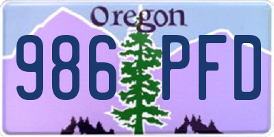 OR license plate 986PFD