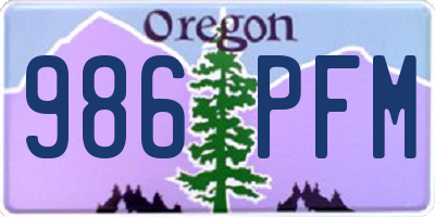 OR license plate 986PFM