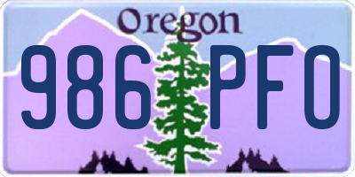 OR license plate 986PFO