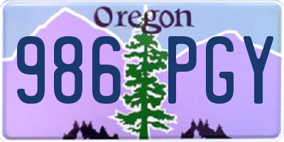 OR license plate 986PGY