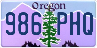 OR license plate 986PHQ