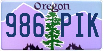OR license plate 986PIK