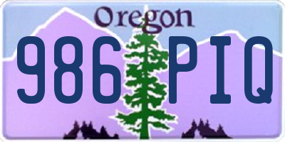 OR license plate 986PIQ