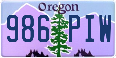 OR license plate 986PIW