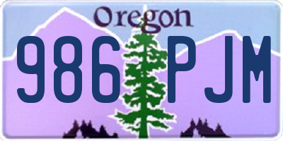 OR license plate 986PJM