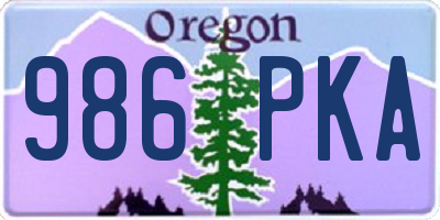 OR license plate 986PKA