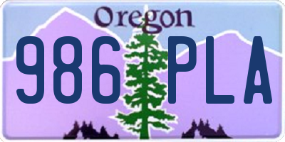 OR license plate 986PLA