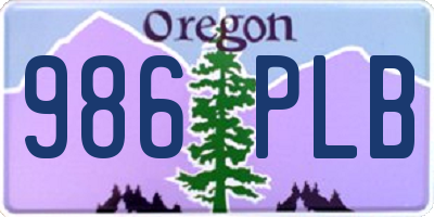 OR license plate 986PLB