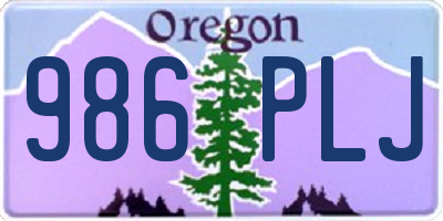 OR license plate 986PLJ