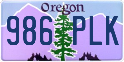 OR license plate 986PLK