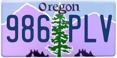 OR license plate 986PLV