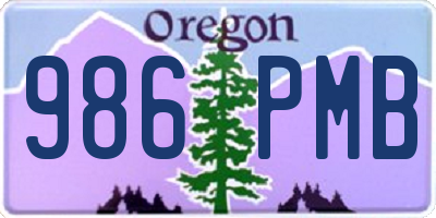 OR license plate 986PMB