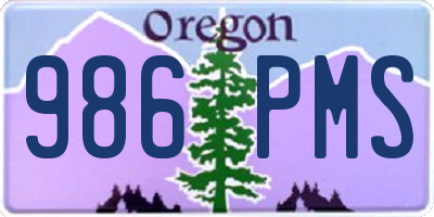 OR license plate 986PMS
