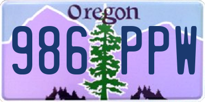 OR license plate 986PPW