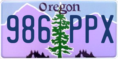 OR license plate 986PPX