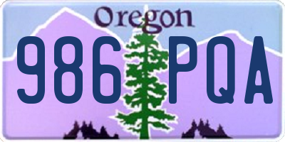 OR license plate 986PQA