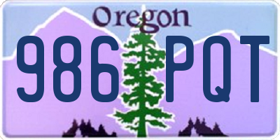 OR license plate 986PQT