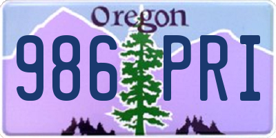 OR license plate 986PRI