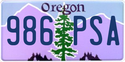 OR license plate 986PSA