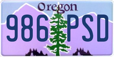 OR license plate 986PSD