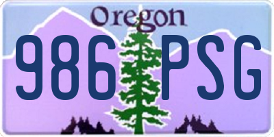 OR license plate 986PSG