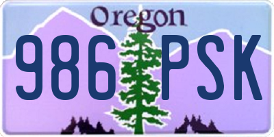 OR license plate 986PSK