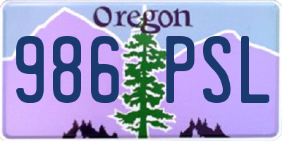 OR license plate 986PSL