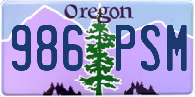 OR license plate 986PSM
