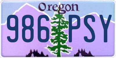 OR license plate 986PSY