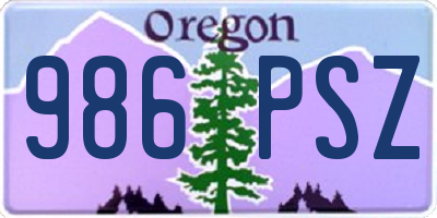 OR license plate 986PSZ