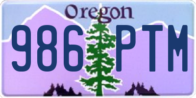 OR license plate 986PTM