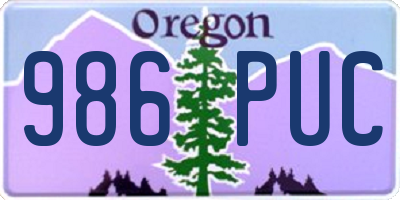 OR license plate 986PUC