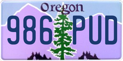 OR license plate 986PUD