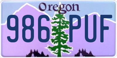 OR license plate 986PUF
