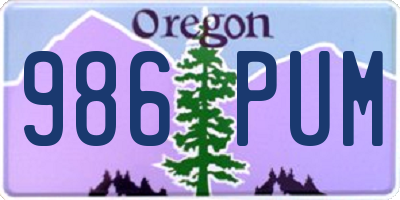 OR license plate 986PUM
