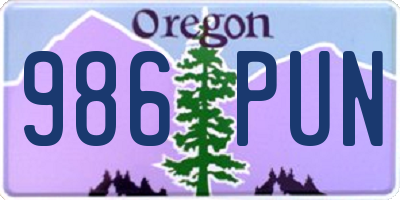 OR license plate 986PUN