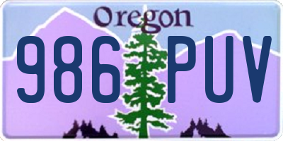 OR license plate 986PUV