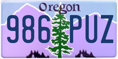 OR license plate 986PUZ