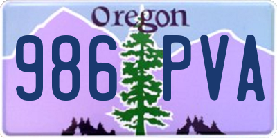 OR license plate 986PVA