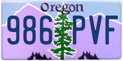 OR license plate 986PVF