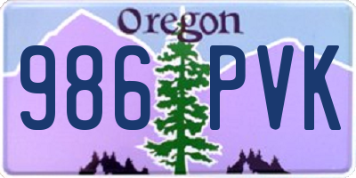 OR license plate 986PVK